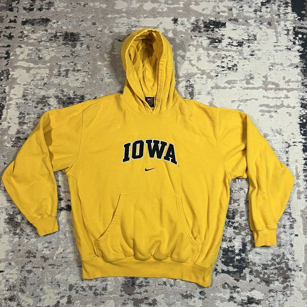 Vintage Iowa Hawkeyes Hoodie Sz M Nike Team Pocket Center Swoosh Y2K Sweatshirt